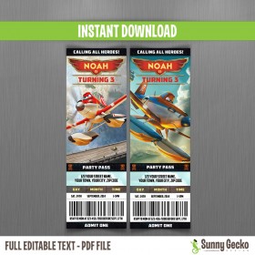 Planes Fire & Rescue Birthday Ticket Invitations